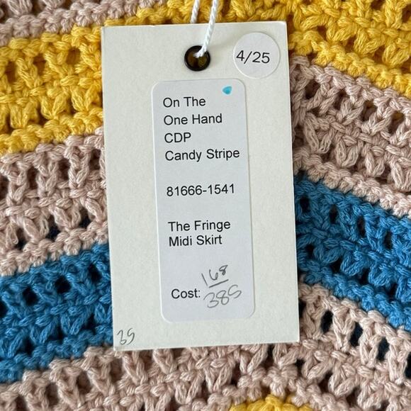 Mother Candy Stripe Cinch Tank Halter Top Fringe Midi Skirt Set size S NEW Tags - Picture 15 of 15